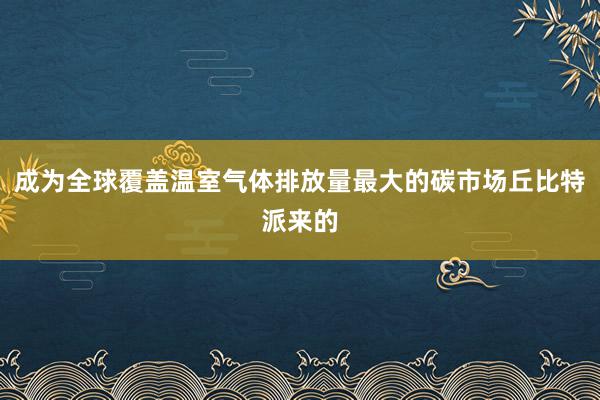 成为全球覆盖温室气体排放量最大的碳市场丘比特派来的