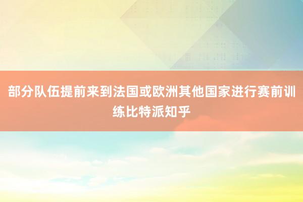 部分队伍提前来到法国或欧洲其他国家进行赛前训练比特派知乎