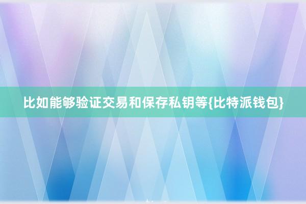 比如能够验证交易和保存私钥等{比特派钱包}