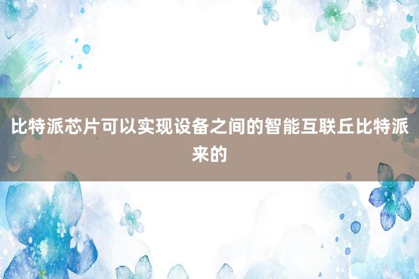 比特派芯片可以实现设备之间的智能互联丘比特派来的