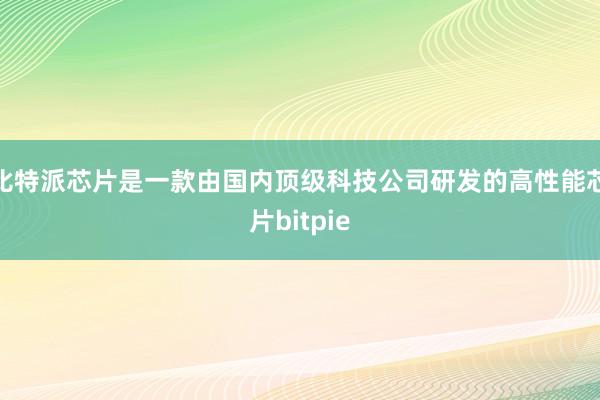 比特派芯片是一款由国内顶级科技公司研发的高性能芯片bitpie